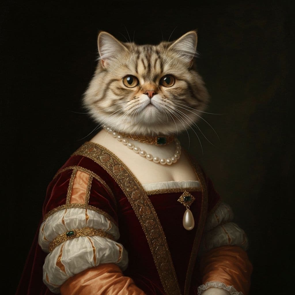 Persian cat in elegant gown